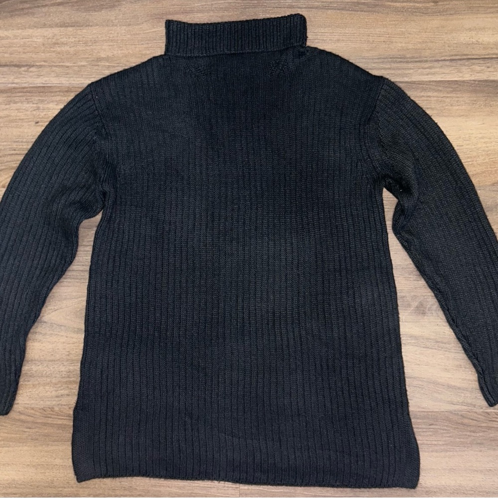 Elizabeth And James Black Turtleneck Sweater Cableknit Sz M